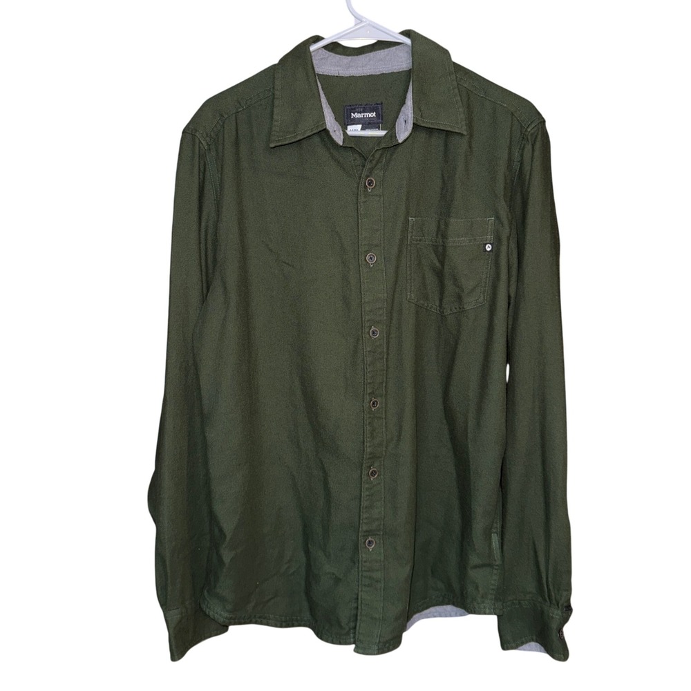 Marmot Mens Green Long Sleeve Button Up‎ Casual Shirt Everyday Outdoors